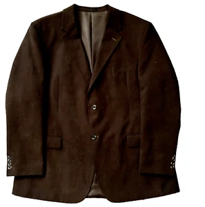 Mens Size 48L Brown Poly Suede Micro Corduroy 2 Btn Blazer Sport Coat Dbl Vented - Picture 1 of 12