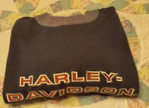 Vintage Harley Davidson Wool Blend Knit Sweater Embroidered Crewneck Size L - Picture 1 of 6