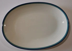 Pfaltzgraff Northwinds Large Oval Serving Platter 14" Blue Green Rim - Picture 1 of 6