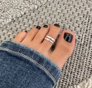 Damen Geschenk massiv Metall verstellbar zierlich Doppelband Zehenring 925 Silber - Bild 1 von 3