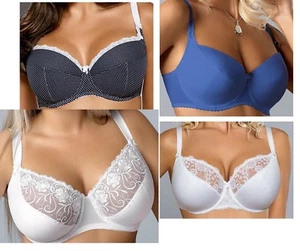 SALE!!!! Women's WHITE BLUE PADDED SEMI PADDED BRA  SIZE 34H 34I by Gaia - Picture 1 of 12