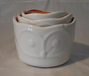 Stoneware Nesting Owl Measuring Cups (3 Piece Set) White & Orange *Brand New* - Picture 1 of 5