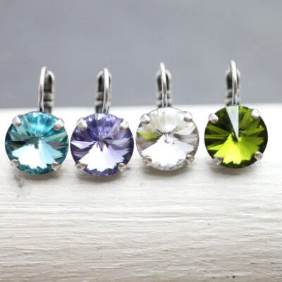 Ohrringe mit Rivoli Swarovski kristall Damen Ohrringe Ohrschmuck 12 mm Crystal - Bild 1 von 4