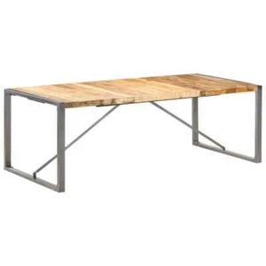 Solid Wood Dining Table Industrial Timber Steel Legs Kitchen Cafe Desk Rectangle - Picture 1 of 12