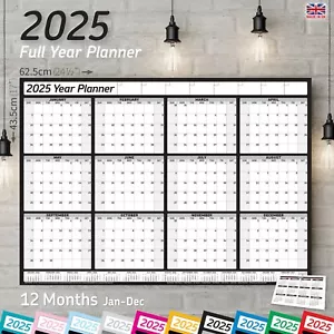 Wandkalender 2025 A2 Ganzjahresplaner Home Office Kalender 12 Monate GITTER✔SCHWARZ - Bild 1 von 54