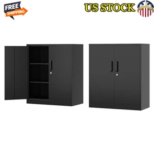 Metal Storage Cabinet W/ Locking Doors Adjustable Shelves Garage Office Use - Picture 1 of 8