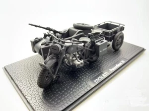 Atlas WWII German Panzer Gray BMW R75 Motorcycle With Trailer 1/24 Model - Picture 1 of 7