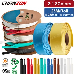 80FT/Roll 2:1 8Colors Heat Shrink Tubing Polyolefin Heated Shriking Cable Sleeve - Picture 1 of 8