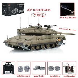 Tanques de radiocontrol HengLong 1/16 IDF Merkava MK IV fuego abierto fumar torreta giratoria 360° - Imagen 1 de 24