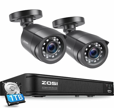 Sistema de cámara de seguridad para exteriores resistente a la intemperie ZOSI H.265+ 5mp Lite 8CH DVR 1080p Foto 1 de 4