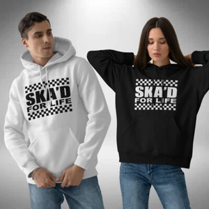 SKA'D For Life Adult Hoodie SKA 2 Tone Reggae Rudeboy Skinhead Small to 3XL - Picture 1 of 3