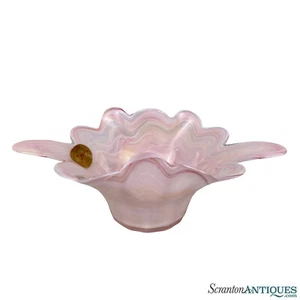 Vintage Italian Pink Art Glass Flared Candy Bowl - Picture 1 of 8