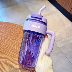 31.11Oz Summer Large Capacity Plastic Water Cup with Straw, Clear Coffee Cup, Hi - Picture 1 of 17