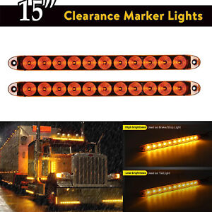 2PCS 11 LED Brake Light Trailer Tail Light 12V Truck RV Stop Rear Lights Signal