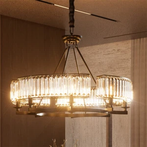 Modern Farmhouse Crystal Chandelier Black Antique Pendant Light Ceiling Fixture - Picture 1 of 20