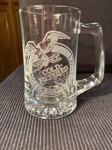 MILLER GENUINE DRAFT ETCHED GLASS BEER MUG 12OZ COLD FILTERED VGUC - Picture 1 of 8