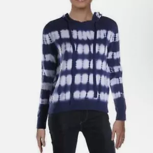Aqua Tie Dye Print Women's Drawstring Hooded Sweatshirt Pullover Size XS NWT - Picture 1 of 7