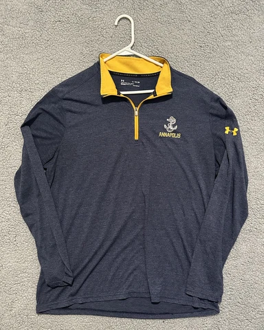 Under Armour Pullover Men's XL Navy Annapolis Threadborne Long Sleeve 1/4 Zip Cover
