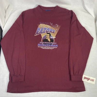 NWT VINTAGE Uncle Bobs Atomic Razors Shirt Adult XL Jansport Mens 90s y2k maroon - Image 1 of 4