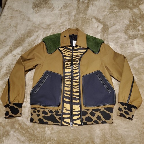 Cappotto giacca bomber COACH uomo grande shearling multicolore stampa animalier nuovo con etichette $1200