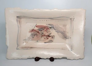 Bandeja de cerámica de estudio arte de pared aves firmadas Sheinwald borde rústico único - Imagen 1 de 5