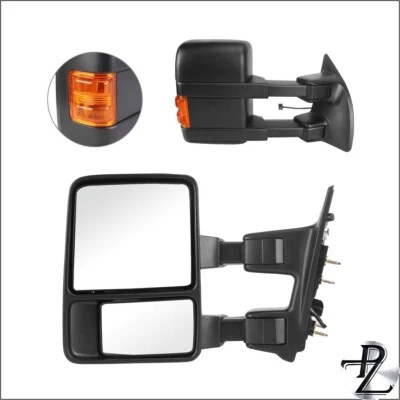 Towing Mirrors 08-16 Ford F-250-550 SUPER DUTY,MANUAL,AMBER SIGNAL,BLACK PAIR - Изображение 1 из 4