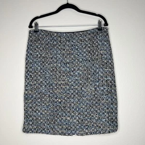 Talbots Petites Blue White Brown Tweed Wool Blend Knee Length Skirt Sz 12P - Picture 1 of 11