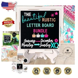 Farmhouse Vintage Felt Letter Board with Custom Easel - 800+ Letters Included - Picture 1 of 10