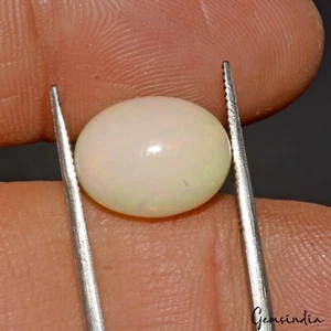 Anello cabochon opale australiano bianco naturale 4,20 cts dimensioni pietra preziosa sciolta~13*10 mm - Foto 1 di 7
