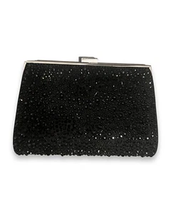 Inc International Black rhinestone Clutch Chain crossbody Evening Bag - Picture 1 of 6