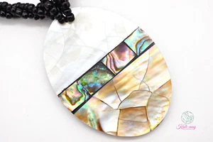 ABALONE AND MOTHER OF PEARL Shell pendant necklace - Picture 1 of 9