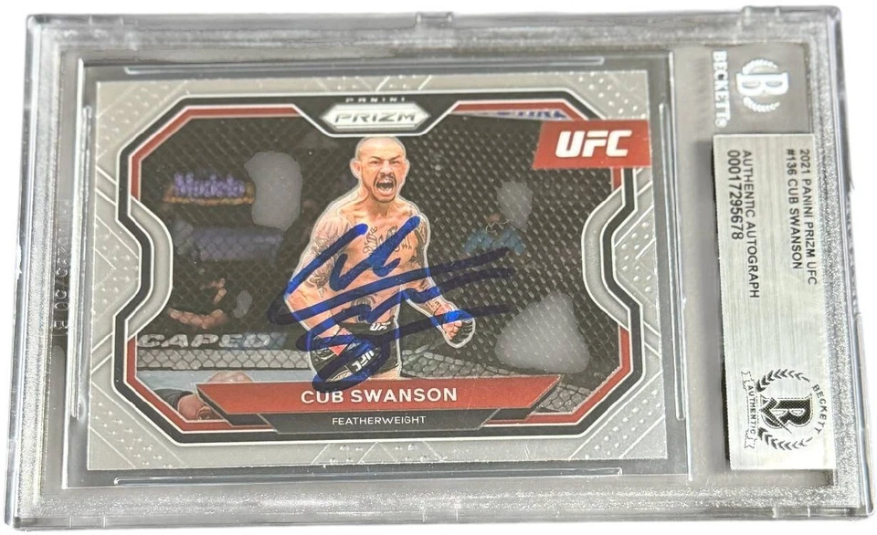 CUB SWANSON SIGNED 2021 PANINI PRIZM UFC CARD #136 BECKETT BAS 1 - Image 1 of 1