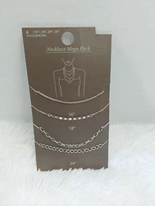 Fashion Necklace Mega Pack Silver Tone 4-Pieces 16", 18", 20" & 24" Lengths BNWT - Picture 1 of 3
