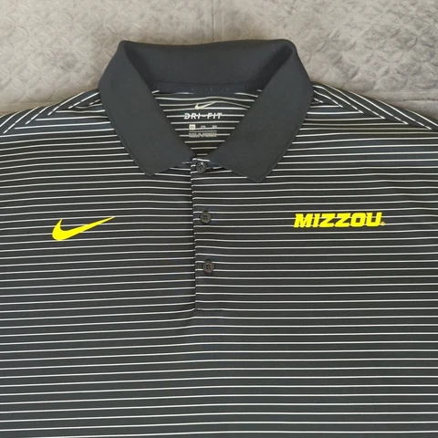 Missouri Tigers Polo Shirt Nike Dri Fit Mizzou Stripe Black Short Sleeve Men 3XL Cover