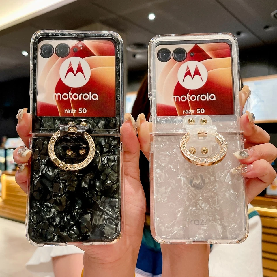 3D Bling Clear TPU Ring Flip Case For Motorola Razr 60/50 2025 Clear Soft Film - Image 1 of 4
