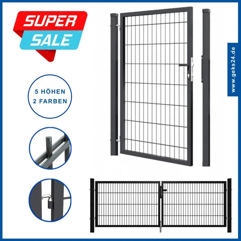 Cancello da giardino in metallo porta da giardino cancello per recinzione cancello singolo porta recinzione doppia asta GEWA - Immagine 1 di 4