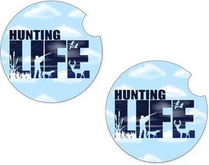 Set 2 sottobicchieri auto in pietra arenaria vita caccia - Foto 1 di 2