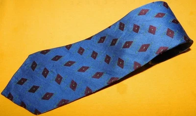 CORBATA CON MOTIVO RECTANGULAR AZUL/MARRÓN/VERDE COACH PARA HOMBRE HECHA EN ITALIA - CORBATAS DE DISEÑO. Foto 1 de 3