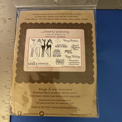 Unity Stamp Co. Cheerful Prancing Holiday Rubber Stamp Set Of 13 - Image 1 of 2