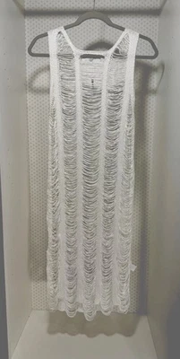 Maxi Vestido Blanco Transparente Sin Mangas Talla L Foto 1 de 4