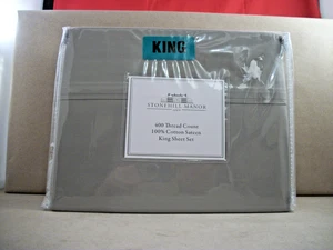 Neu Stonehill Manor "grau" King Size Baumwollsatin 400 Fadenzahl Lakenset - Bild 1 von 4
