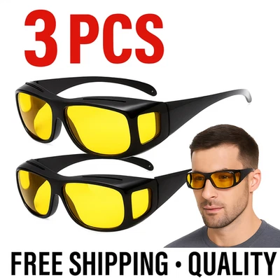 2 Gafas de Conducción Nocturna HD Antideslumbramiento Visión Polarizadas Amarillas Lente Tintada Unisex Foto 1 de 4
