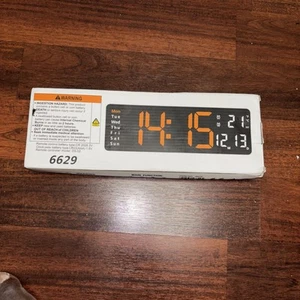 Digital Wall Clock - Large 13" LED Display, 2 Alarm, Remote Control, Temp, Date - Picture 1 of 2