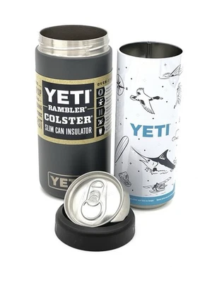 YETI Rambler 12 oz Slim Can Colster – Charcoal with Collector Stash Can Retired - Image 1 of 4
