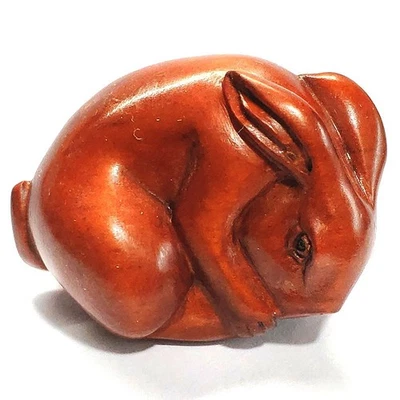 Q4349 - 2 英寸手工雕刻日本方木网介 - 漂亮的兔子 — 第 1/4 张图片