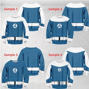 Fantastic Four Reed Richards Sue Storm Johnny Storm Matching 3D Sweatshirt - Picture 1 of 2