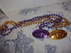 (2) Vtg. Promotional Southern Comfort Beaded Necklaces Purple & Gold - Picture 1 of 6