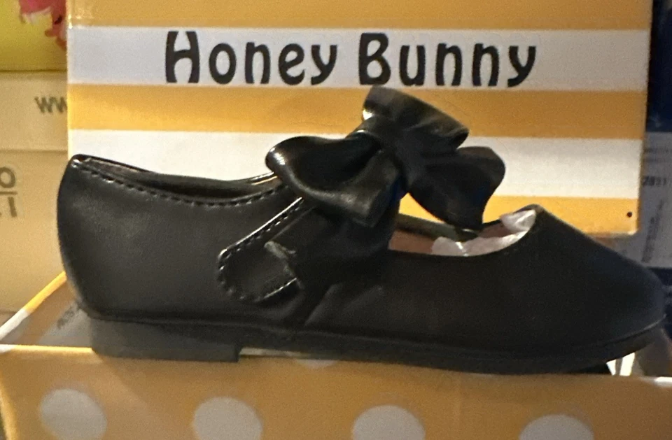 Honey Bunny Toddler Girls Beaming Black Bow Mary Jane Dress Shoes Size 8 Toddler - Image 1 of 2