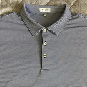 Peter Millar Summer Comfort Casual Golf Polo Mens 2XL Navy Blue White Striped - Picture 1 of 10