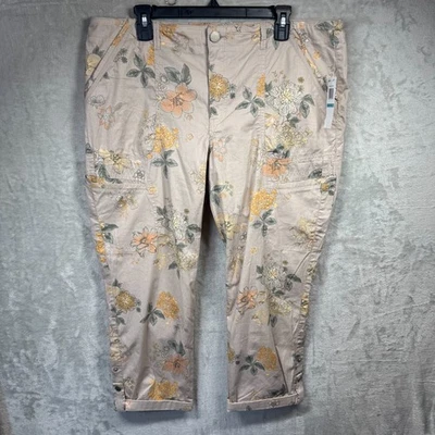 Democracy Flexellent NUEVO Pantalones Mujer Talla 16 Tostado Floral Utilitario Puño Elastizado Carga Foto 1 de 4